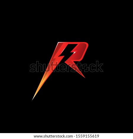 R initial energy powerful vector logo design