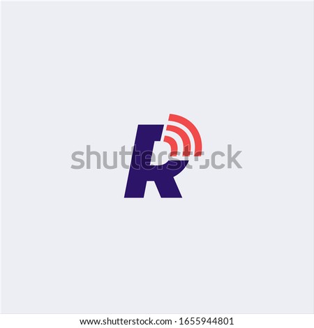 letter r three line logo design template