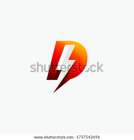 initial letter B, lightning bolt powerful energy gradient color. Vector illustration