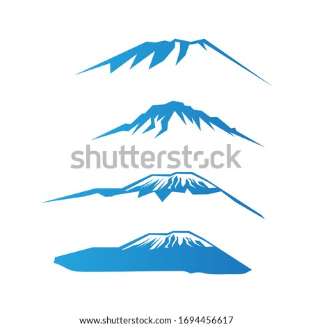 simple blue manjaro mountain illustration vector bundle set