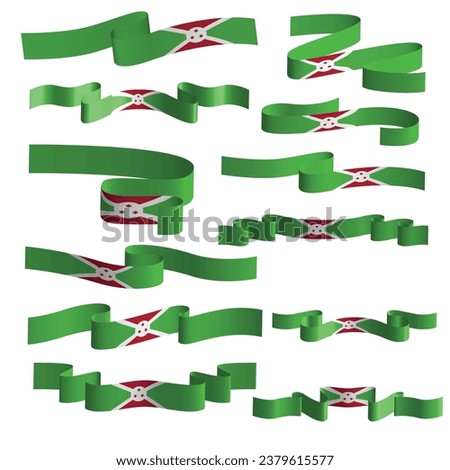 burundi flag ribbon vector set