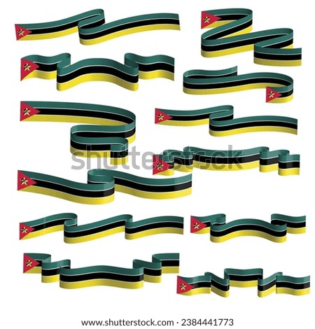 mozambique flag ribbon banner vector set