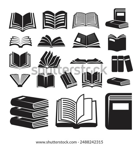 book silhouette vector bundle set