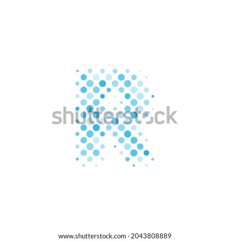 Letter R logo. Dots logo, dotted shape logotype vector design. R letter logo in halftone dots style