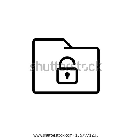 UnlockFolder Icon with Outline Style, Vector Editable