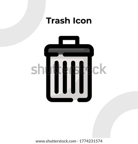 Trash Icon with Dashed Filled Outline Style, Vector Editable