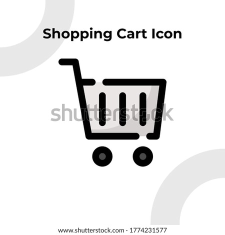 Shopping Cart Icon with Dashed Filled Outline Style, Vector Editable
