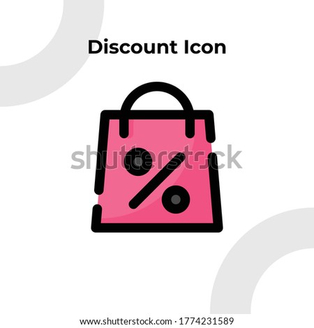 Discount Icon with Dashed Filled Outline Style, Vector Editable