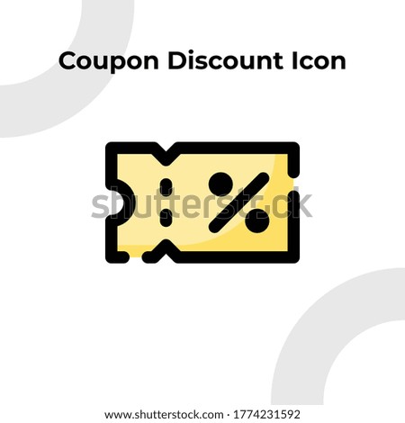Coupon Discount Icon with Dashed Filled Outline Style, Vector Editable