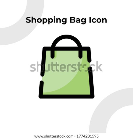 Shopping Bag Icon with Dashed Filled Outline Style, Vector Editable
