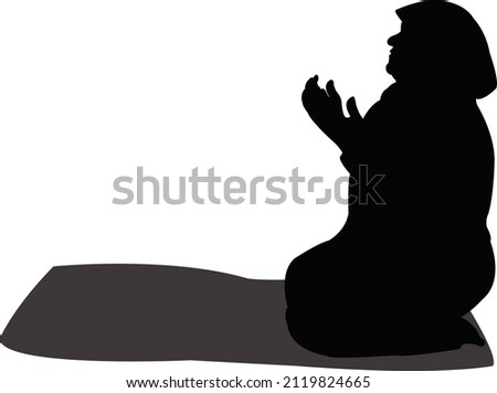 a woman praying, body silhouette vector