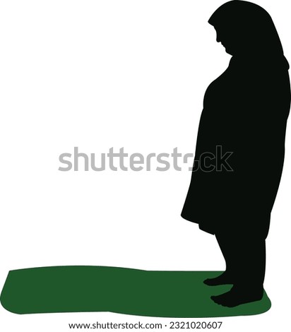 a woman praying body silhouette vector