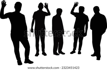 five man, weaving, body silhouette vector