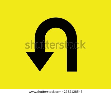 Uturn arrow symbol graphic sign yellow background
