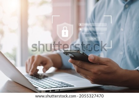 Concept of cyber security, information security and encryption, secure access to user's personal information, secure Internet access, cybersecurity. Foto d'archivio © 