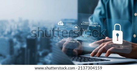 cybersecurity concept, user privacy security and encryption, secure internet access Future technology and cybernetics, screen padlock. Сток-фото © 