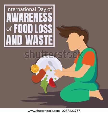 illustration vector graphic of a man throws food off the plate, perfect for international day, awareness of food loss and waste, celebrate, greeting card, etc.