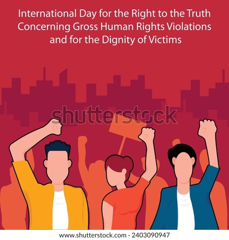 illustration vector graphic of people held demonstration speeches in the middle of the city, perfect for international day, right to the truth, concerning gross, human right violation, dignity, victim