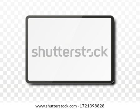 Tablet pc computer with blank screen isolated on transparent background. Vector illustration. EPS10.