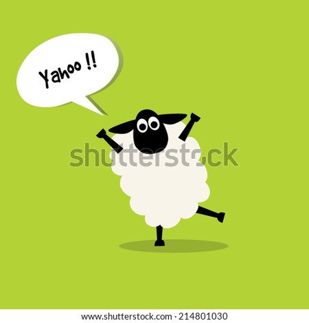 sheep jump and say yahoo,illustration design.