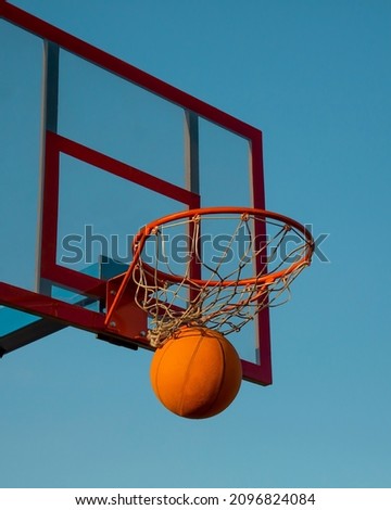 Image, Stock Photo basketball hoop, street basket in Bilbao city Spain