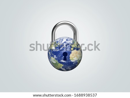 CORONAVIRUS LOCKDOWN. Covid-19 Pandemic world lockdown for quarantine. World many country and city under lockdown concept. Earth day or environment day concept.