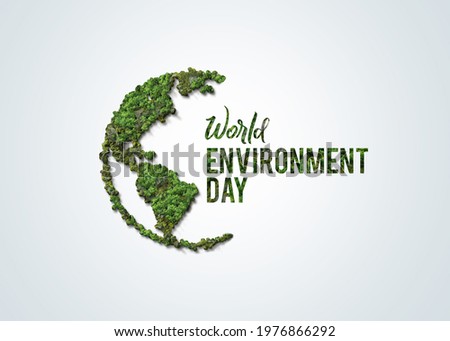 World Environment day concept 3d design. Happy Environment day, 05 June. World map with Environment day text 3d background illustration.  Stock foto © 