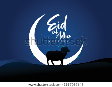 Eid Al Adha Celebration of Muslim holiday Background. The sacrifice a camel, cow, sheep and goat Eid-al-adha concept vector illustration.