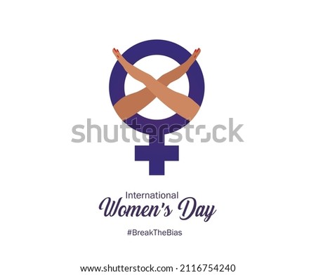 International women's day concept poster. Woman sign illustration background. 2022 women's day campaign theme- BreakTheBias Foto d'archivio © 