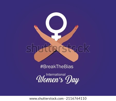 International women's day concept poster. Woman sign illustration background. 2022 women's day campaign theme- BreakTheBias Foto stock © 