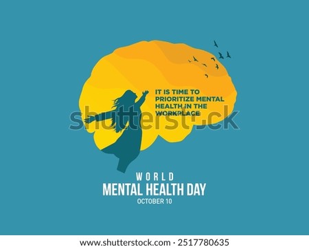 World Mental Health Day concept background. IT IS TIME TO PRIORITIZE MENTAL HEALTH IN THE WORKPLACE.