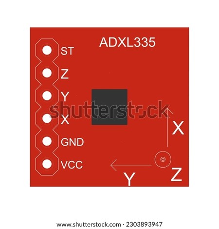 ADXL335 3-axis accelerometer vector illustration in EPS format for electronics and mechanical engineering projects