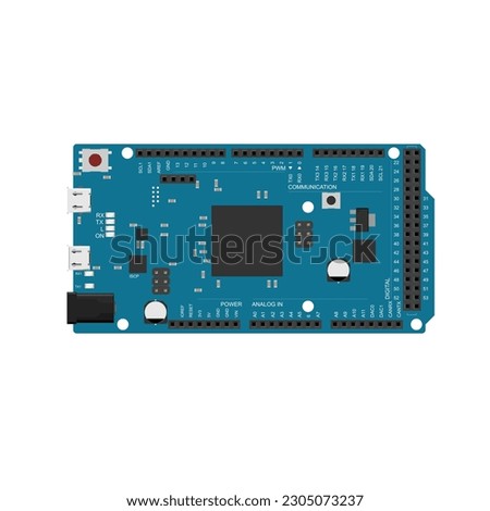 Get your hands on the powerful and versatile micro controller illustration in vector EPS format, perfect for creating advanced electronics projects with 54 digital IO pins and 12 analog inputs
