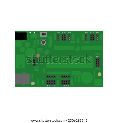 Low-cost open-source hardware board for educational robotics and scientific experiments vector illustration, providing graphic designers with a visual representation of a budget-friendly