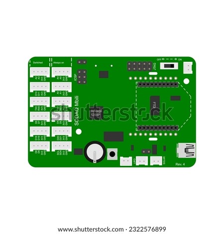 Microcontroller board with IoT connectivity Vector Illustration: An illustrative depiction of a microcontroller board designed for connecting various sensors and devices