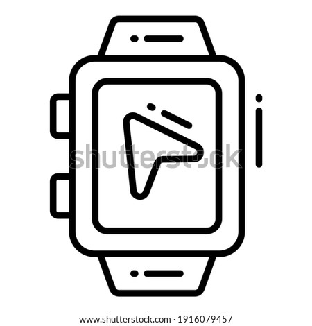Gps Watch icon related Map location and navigation line icon. Traffic and travel vector icon.