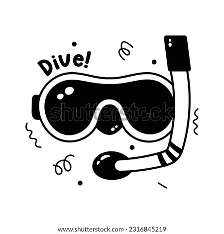 Download this premium hand drawn vector of scuba mask in modern style