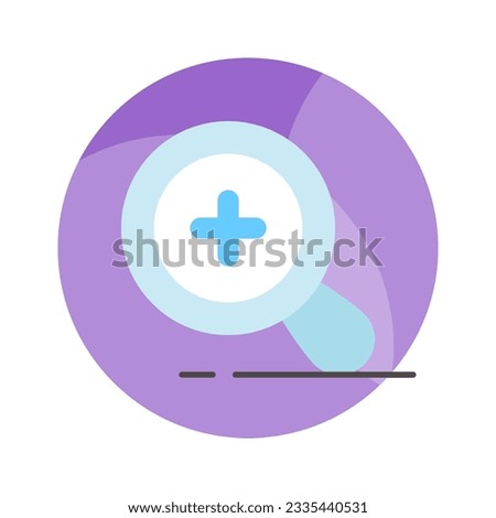 Plus sign inside the magnifier concept icon of zoom in, premium vector