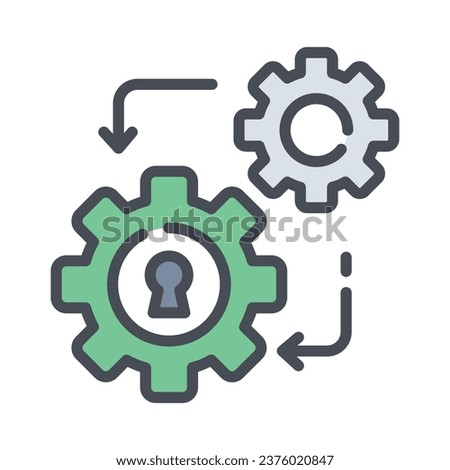 Secure management icon, with gear and lock, setting icon