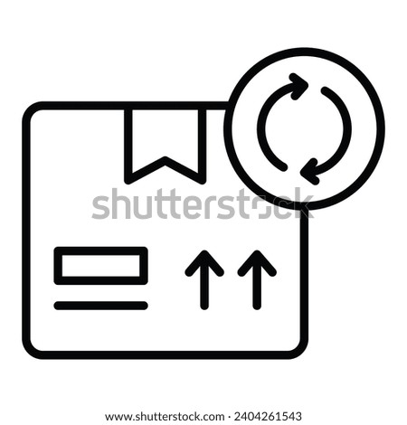 an icon with dispatched package and opposite direction arrows showing concept icon of reorder