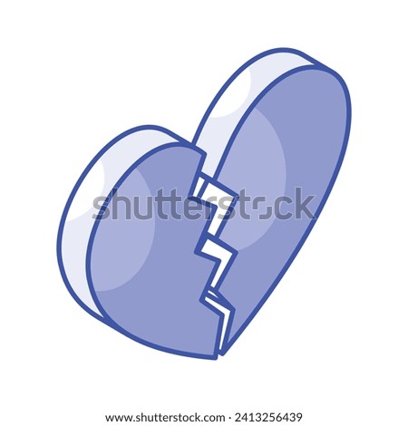 Broken heart or divorce vector design, shattered love, ready to use icon