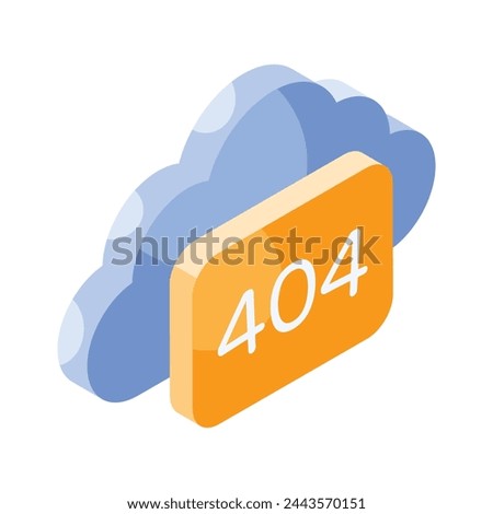 404 error with cloud showing concept isometric icon of cloud error