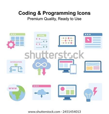 Well designed coding and programming icon set, ready for premium use
