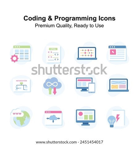 Well designed coding and programming icon set, ready for premium use