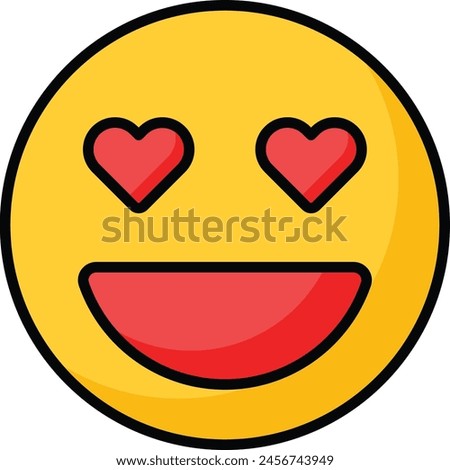 Happy face with heart symbols on eyes, concept icon of in love emoji