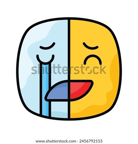 Happy sad feelings emoji icon, ready to use vector design