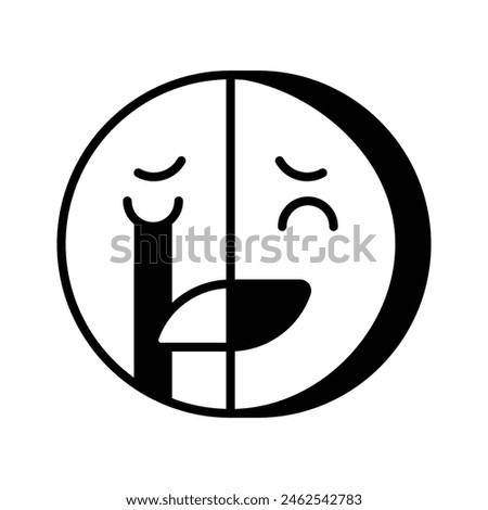 Happy sad feelings emoji icon, ready to use vector design