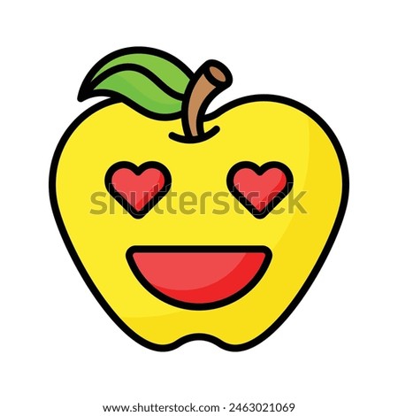 Happy face with heart symbols on eyes, concept icon of in love emoji