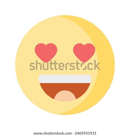 Happy face with heart symbols on eyes, concept icon of in love emoji