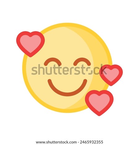 Happy face with heart symbols on eyes, concept icon of in love emoji